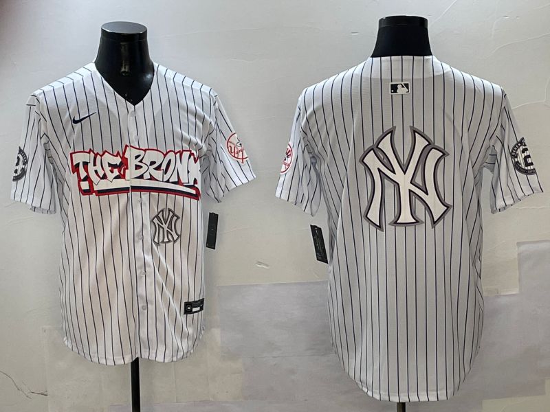 Men New York Yankees Blank White Stripe four generations Joint Name 2025 Nike MLB Jersey style 6->new york yankees->MLB Jersey